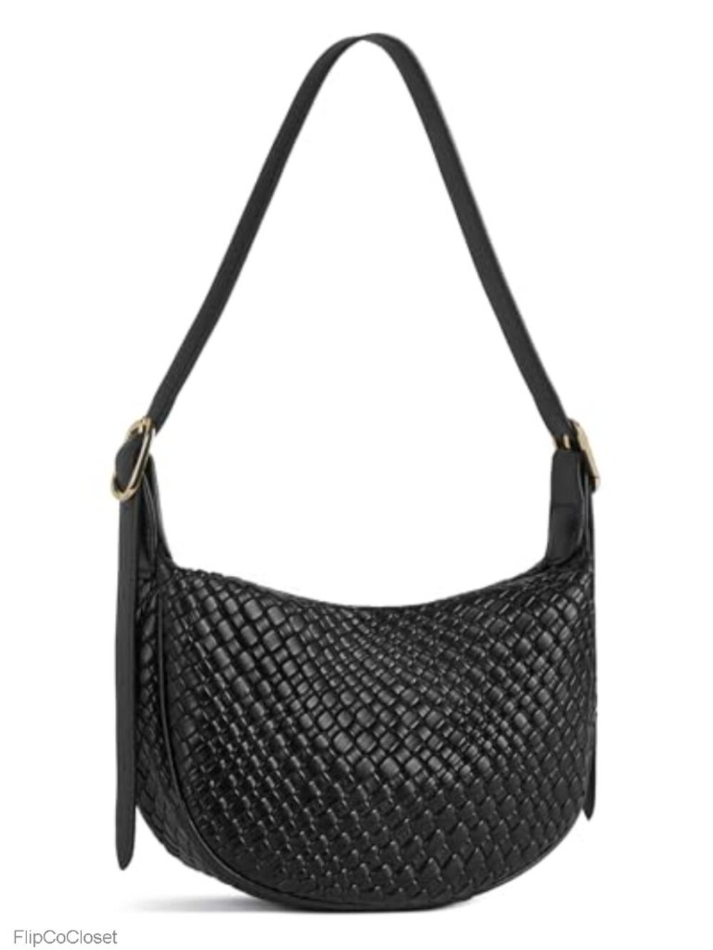 Crescent Crossbody Bag Vegan Leather Shoulder Hobo Adjustable Strap Woven Purse